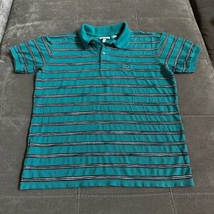 Lacoste Green Polo with Black and White Stripes